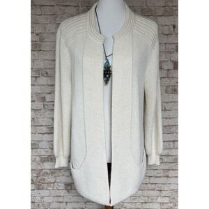 PERUVIAN LINK Ebel Cardigan IVORY 100% Alpaca Pockets Soft One Size UK 10 12 14